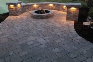 Nogas Landscaping Brick Patio with fire pit
