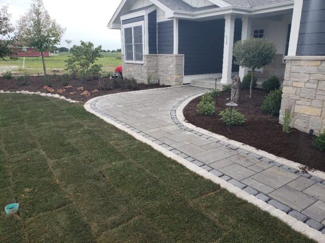 Brick Paver Walkway and Landscaping